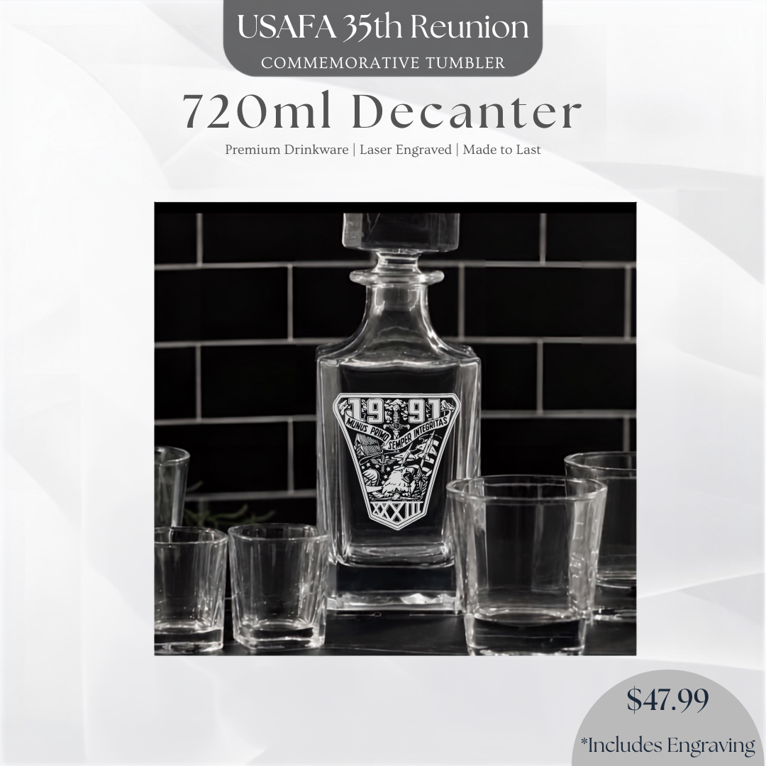 USAFA Class of 1991 Engraved Glass Decanter | 35th Reunion