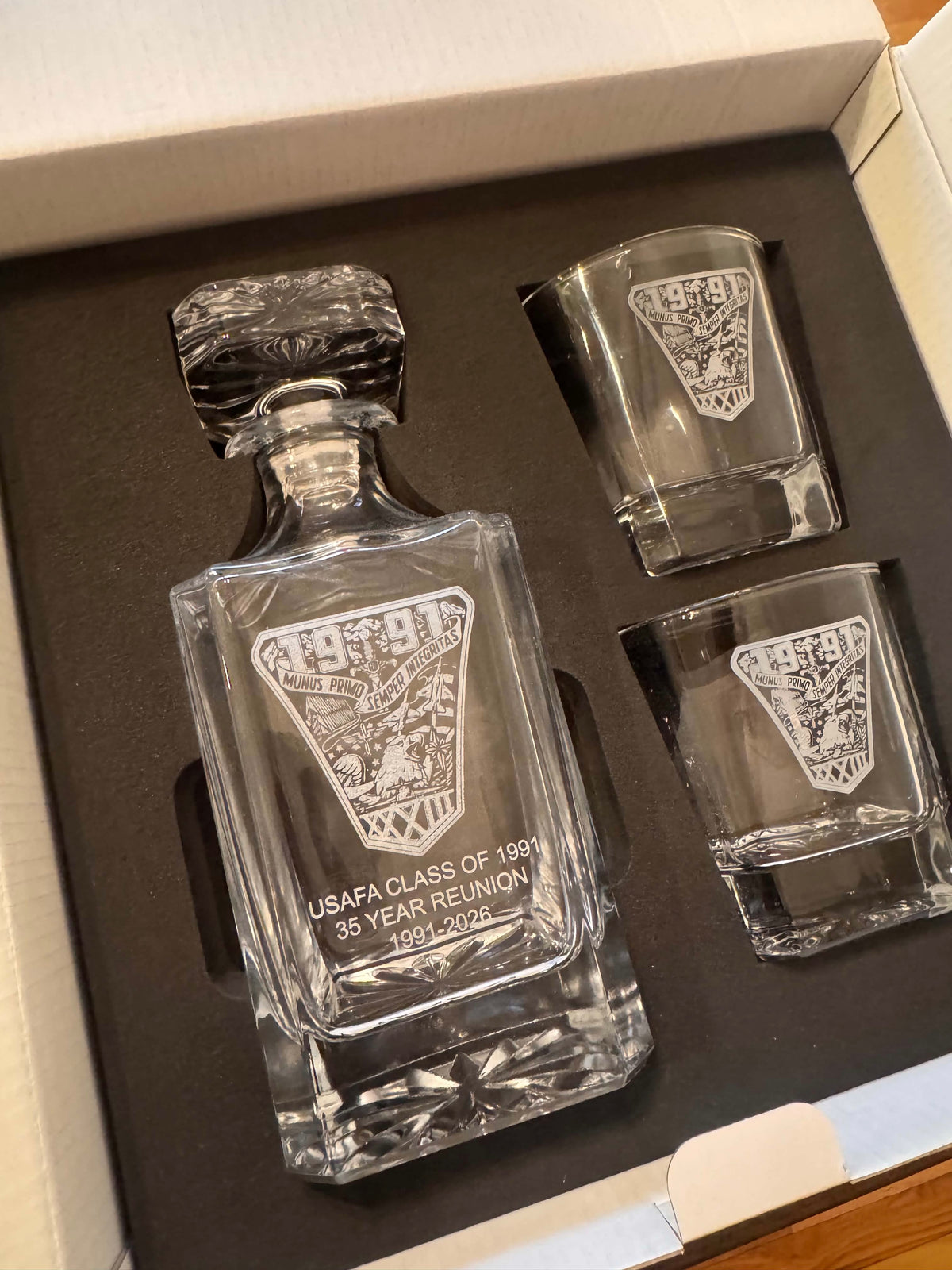 USAFA Class of 1991 Engraved Glass Decanter | 35th Reunion