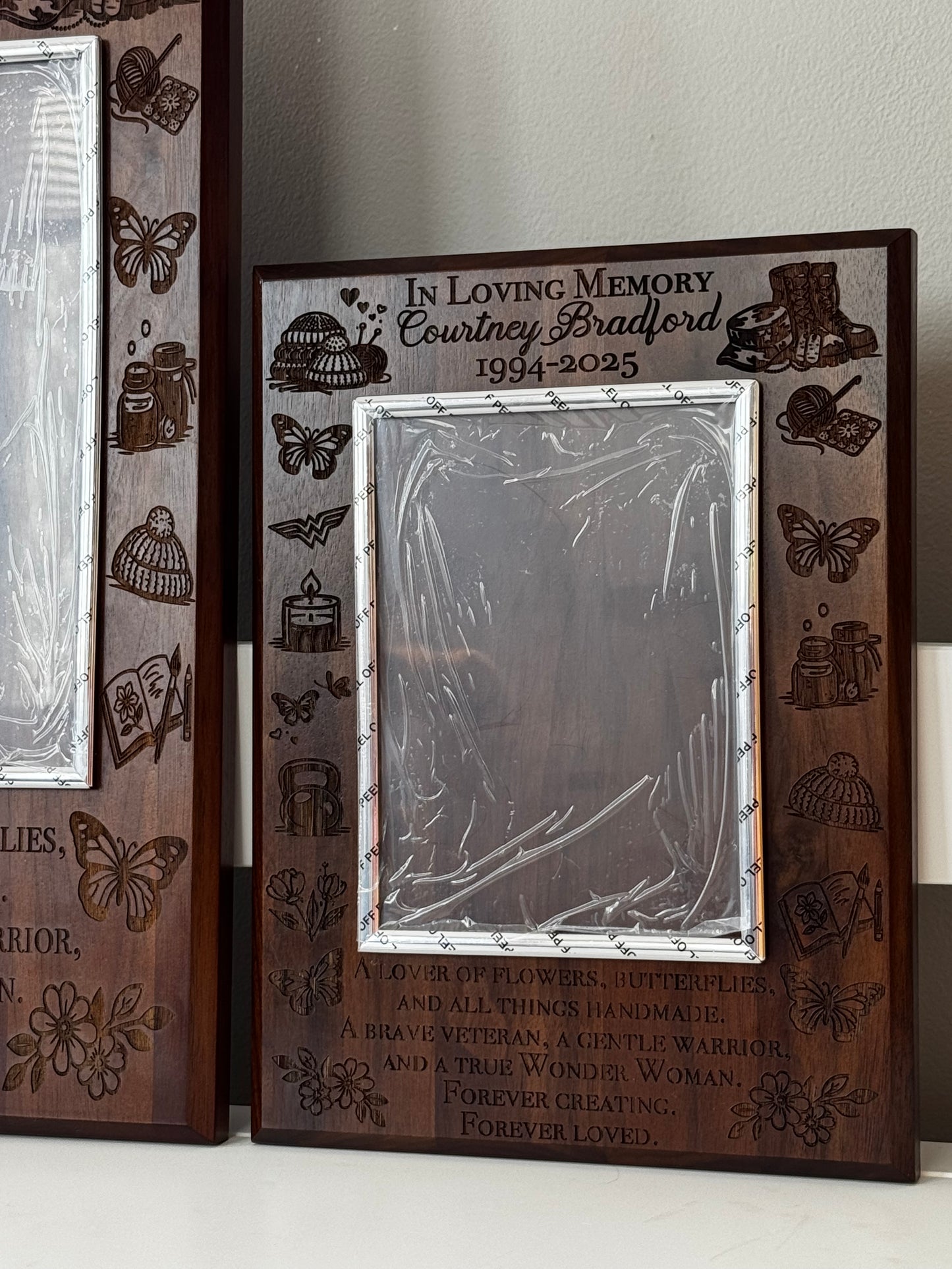 Fully Custom Engraved Memorial Plaque with Photo Insert Space