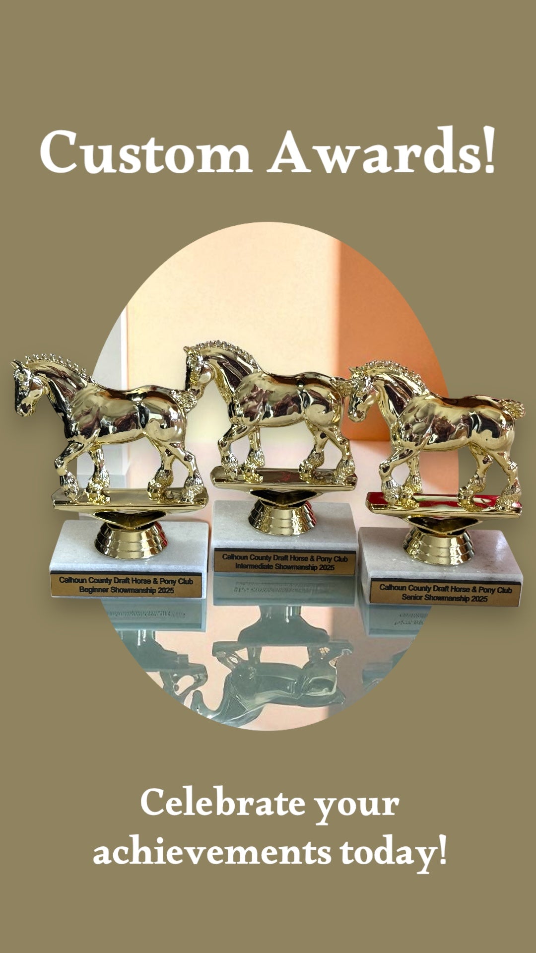 Custom 6" Draft Horse Award with Marble Base - CDS Laser & Design