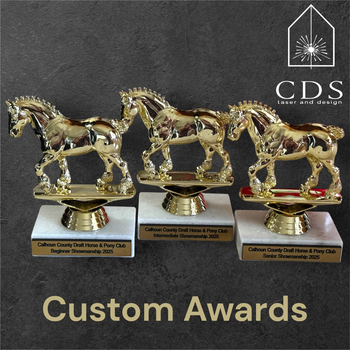Custom 6" Draft Horse Award with Marble Base - CDS Laser & Design