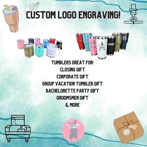 12oz Wine Custom Logo Tumbler, Corporate Gift, Custom Gift, Closing Gifts, Promotional Items, Custom Tumbler, Cup, Tumbler - Cattle Dog Studios Laser & Design