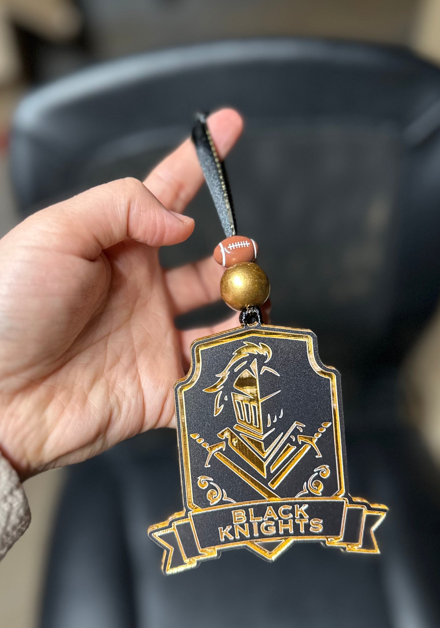 Black Knights Football Ornament - Cattle Dog Studios