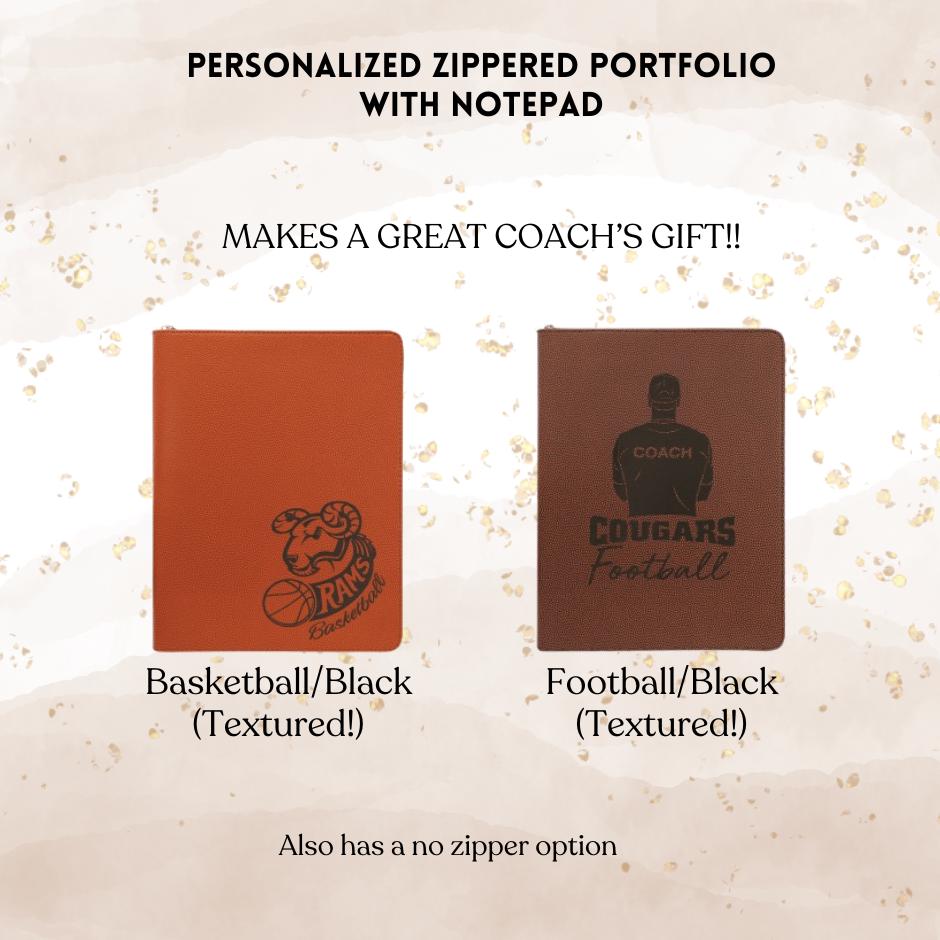 Elegant Personalized Leatherette Zippered Portfolio | Corporate Gift | Business Gift | Realtor | Coach's Gift - Cattle Dog Studios Laser & Design
