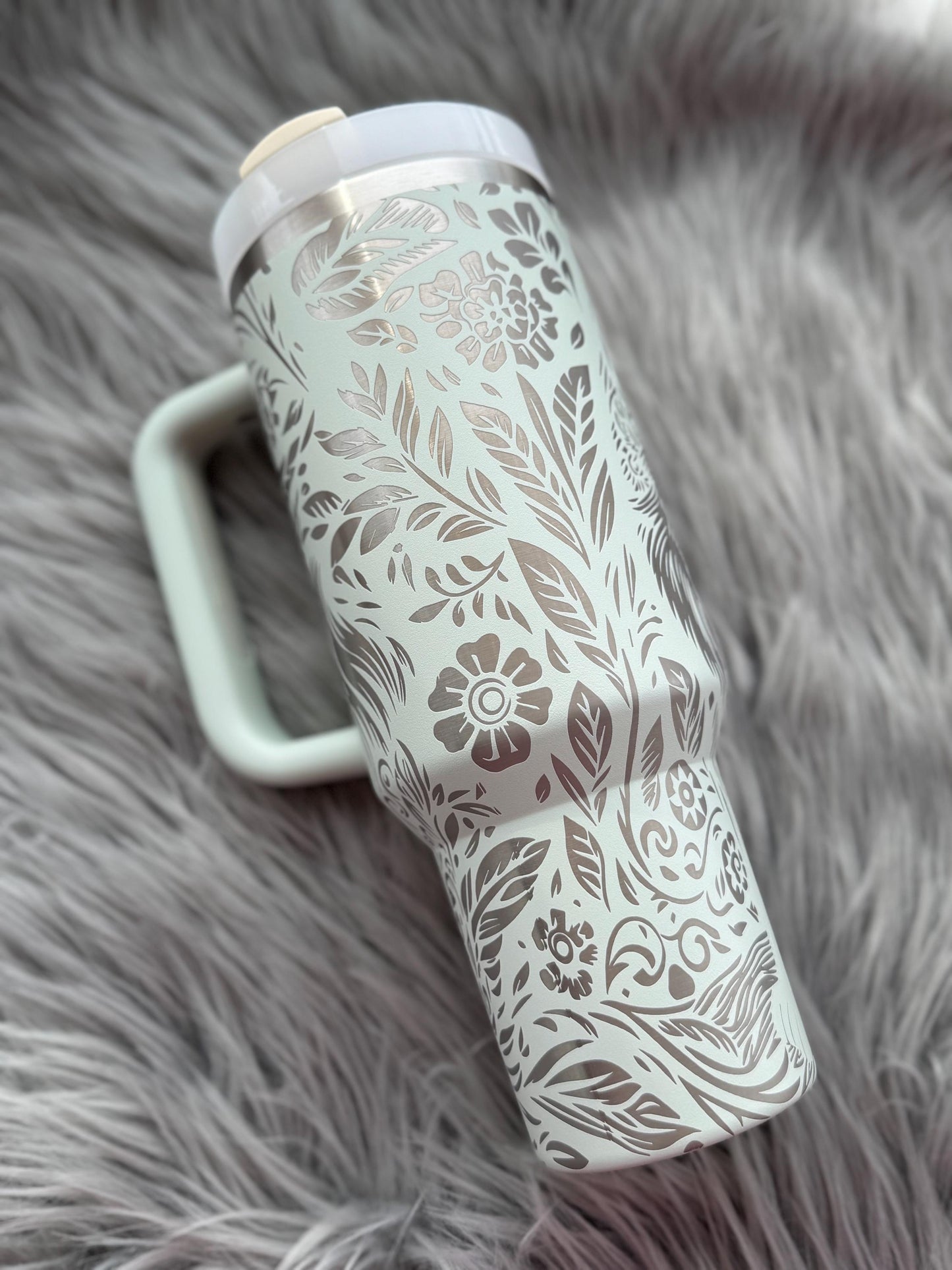 Boho Fox Engraved Tumbler | Floral | Red Fox | Engraved | Engraved Tumbler | Stanley | Brumate | HydroJug | Yeti - Cattle Dog Studios Laser & Design
