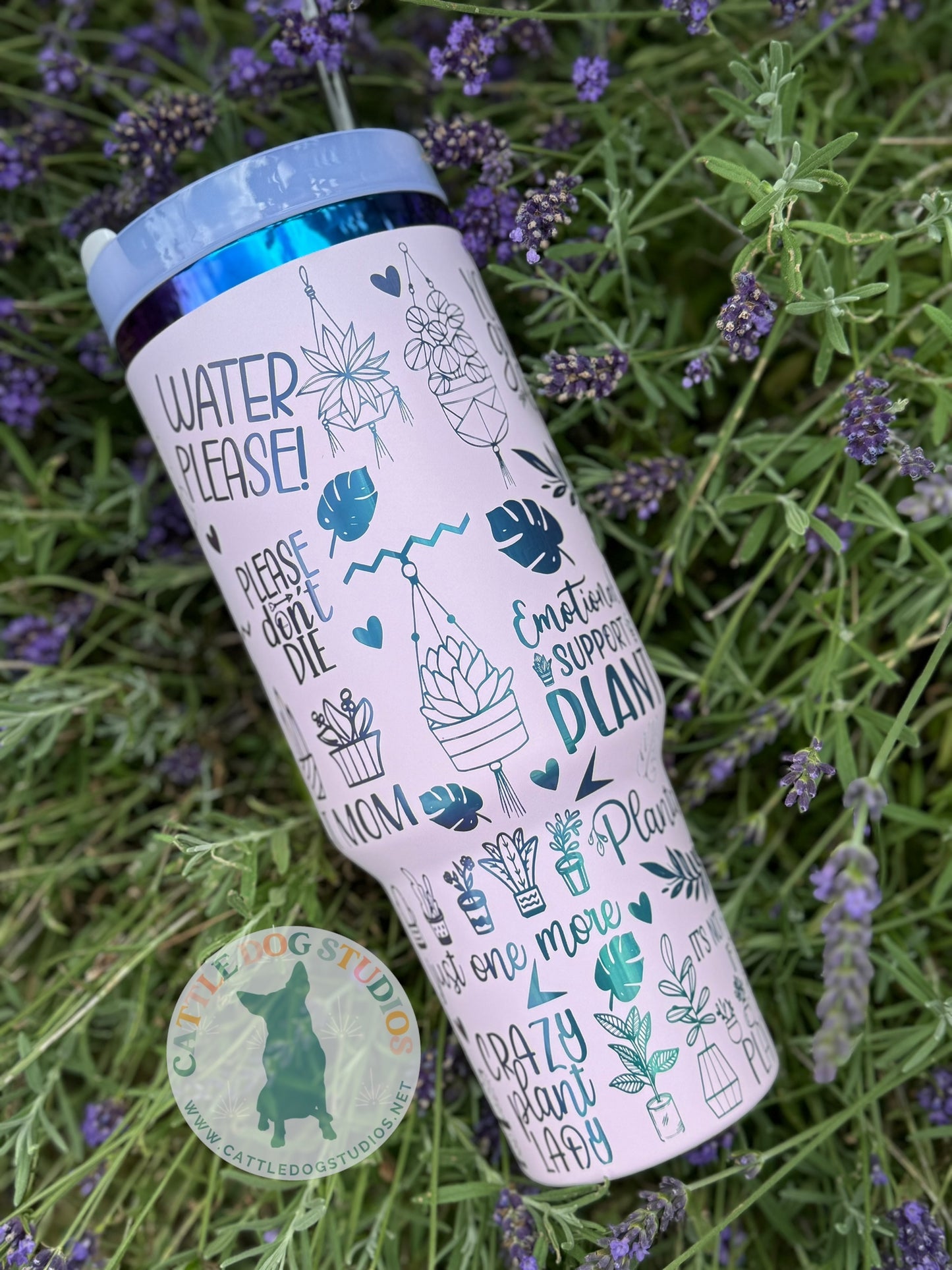40oz Plant Mom Quencher Tumbler - Cattle Dog Studios Laser & Design