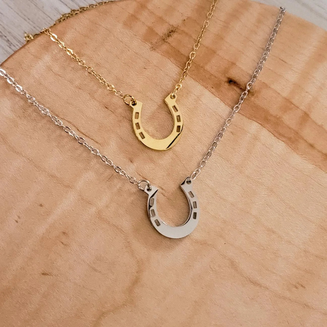 GOLD Custom Engraved Horseshoe Necklace