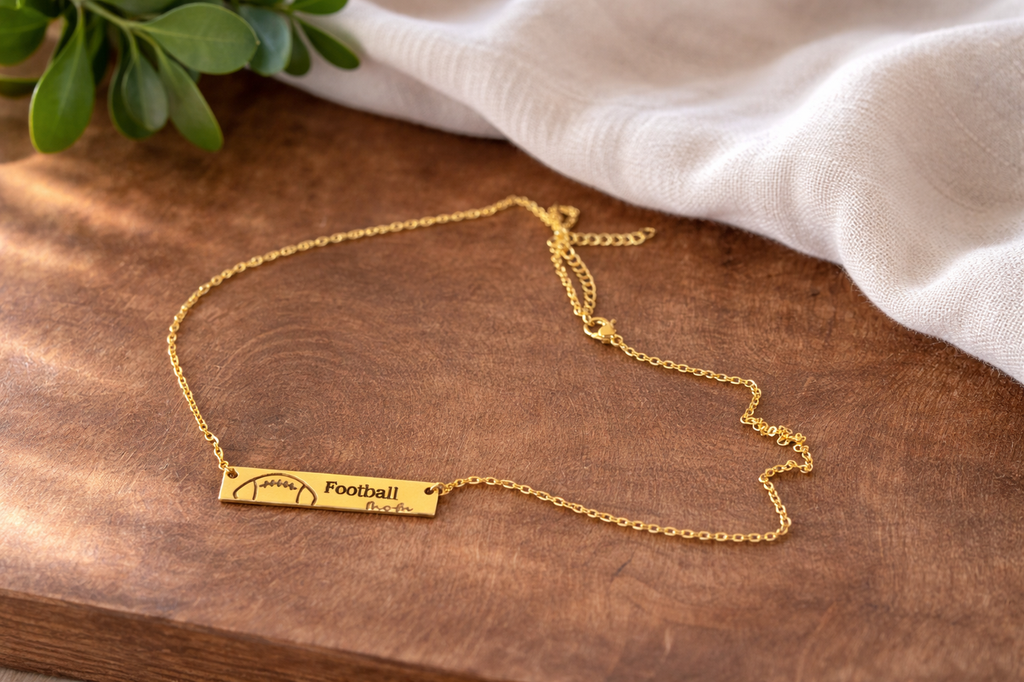 Football Mom Engraved Necklace