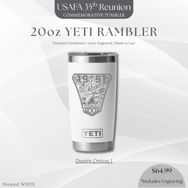 20oz YETI Rambler Tumbler with USAFA '91 Crest