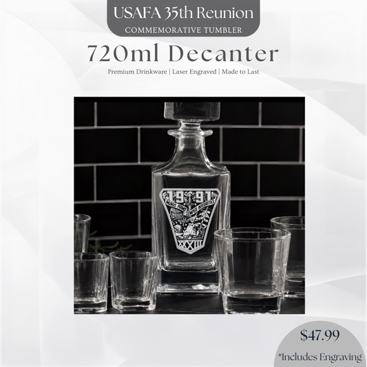USAFA Class of 1991 Engraved Glass Decanter | 35th Reunion