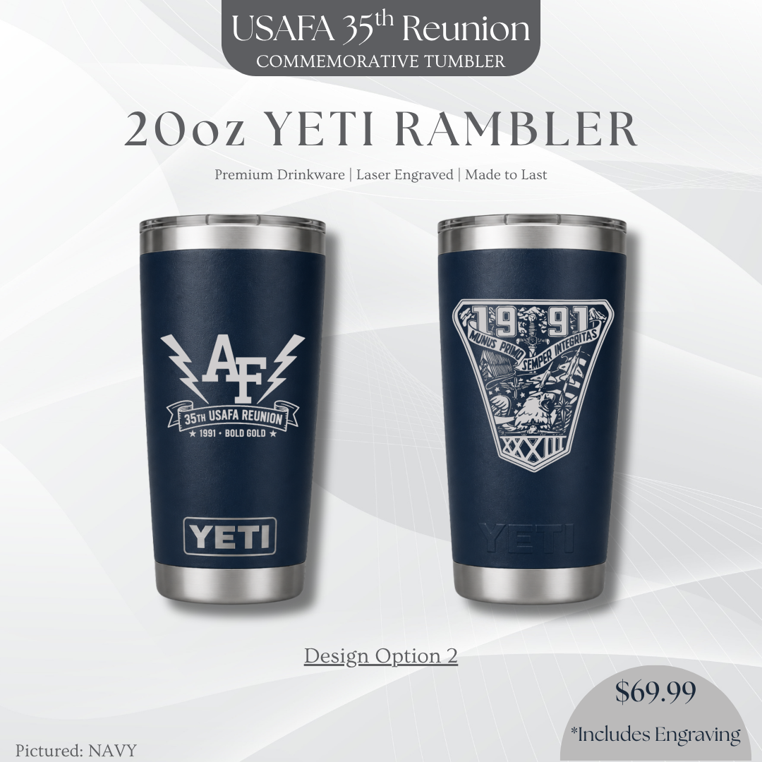 20oz YETI Rambler Tumbler with USAFA '91 Crest