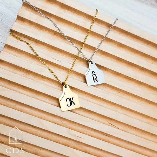 SILVER Custom Engraved Cattle Tag Necklace