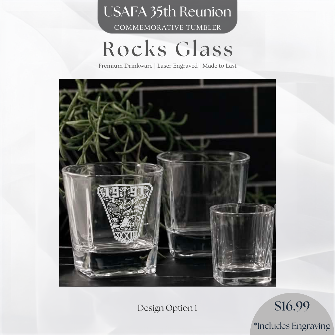USAFA Class of 1991 Engraved Rocks Glass | 35th Reunion