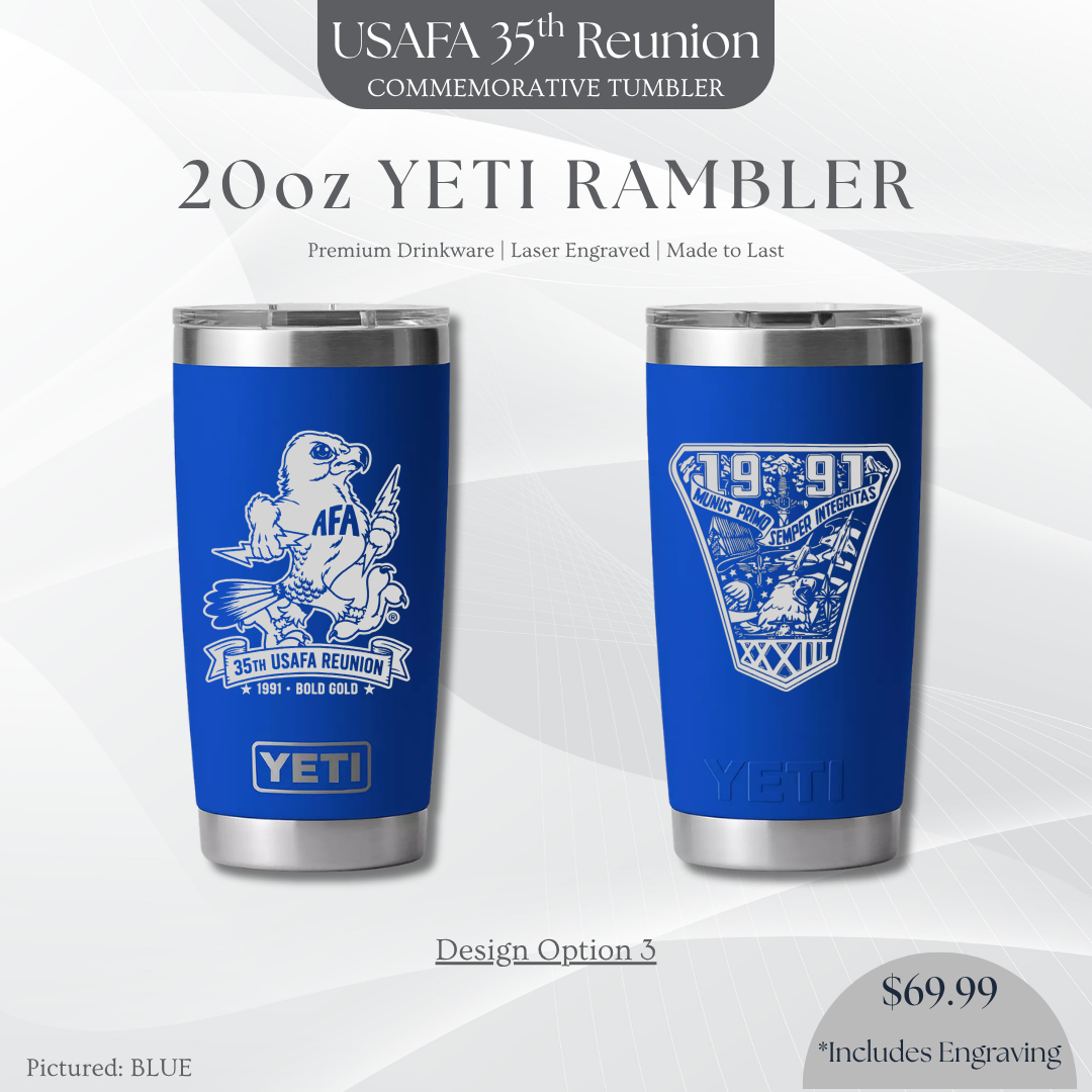 20oz YETI Rambler Tumbler with USAFA '91 Crest