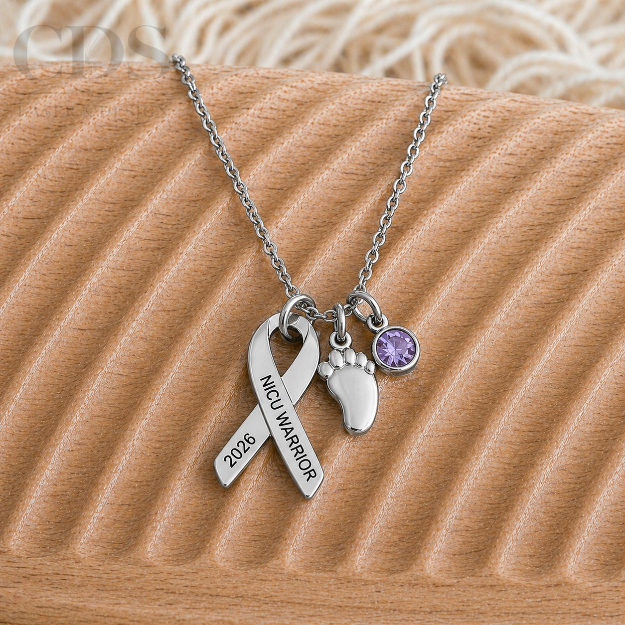 NICU Awareness Ribbon Necklace