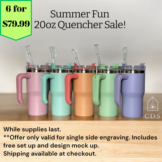6 pack 20oz Quencher Set with Custom Logo Engraving - CDS Laser & Design