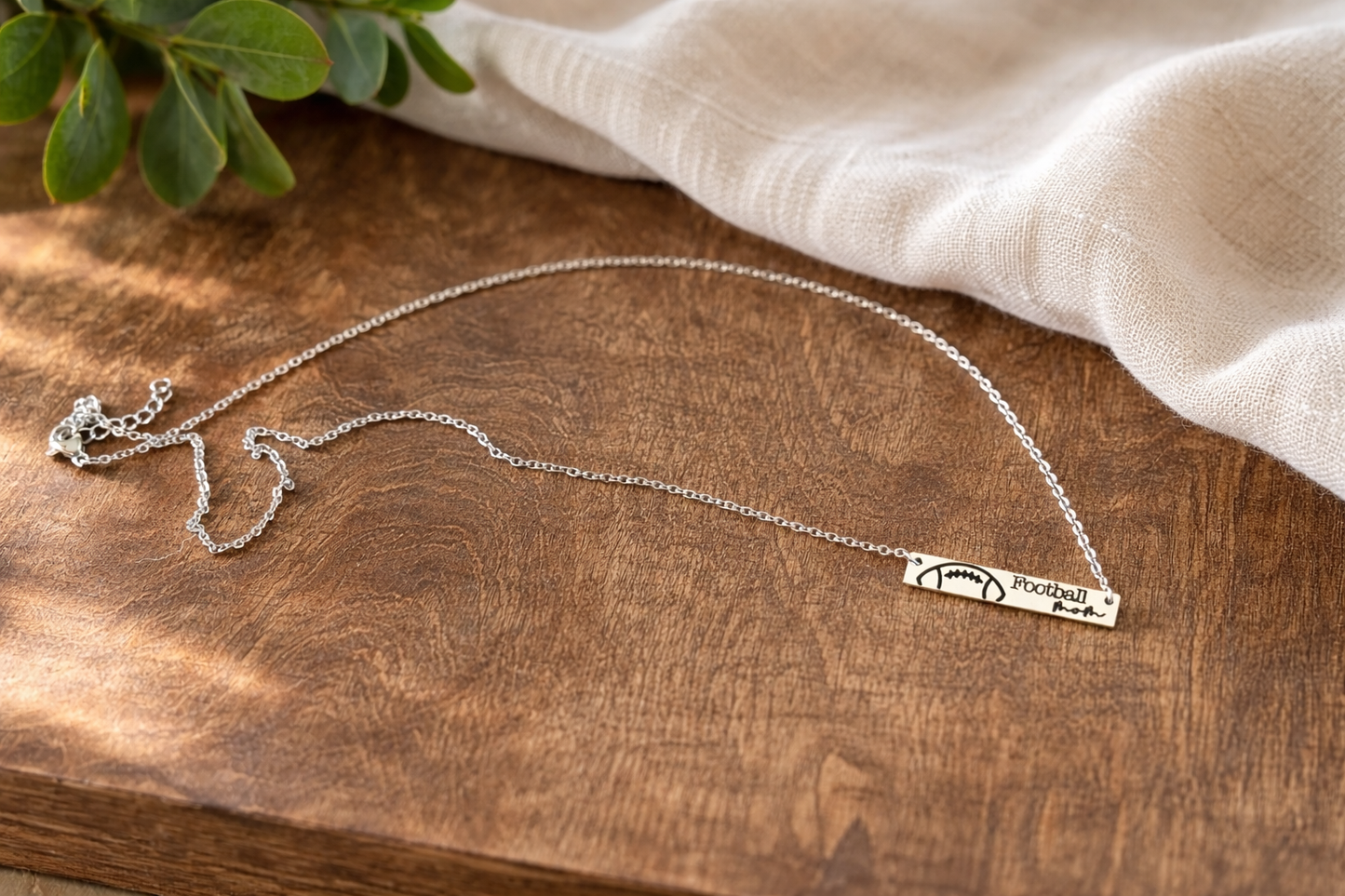 Football Mom Engraved Necklace