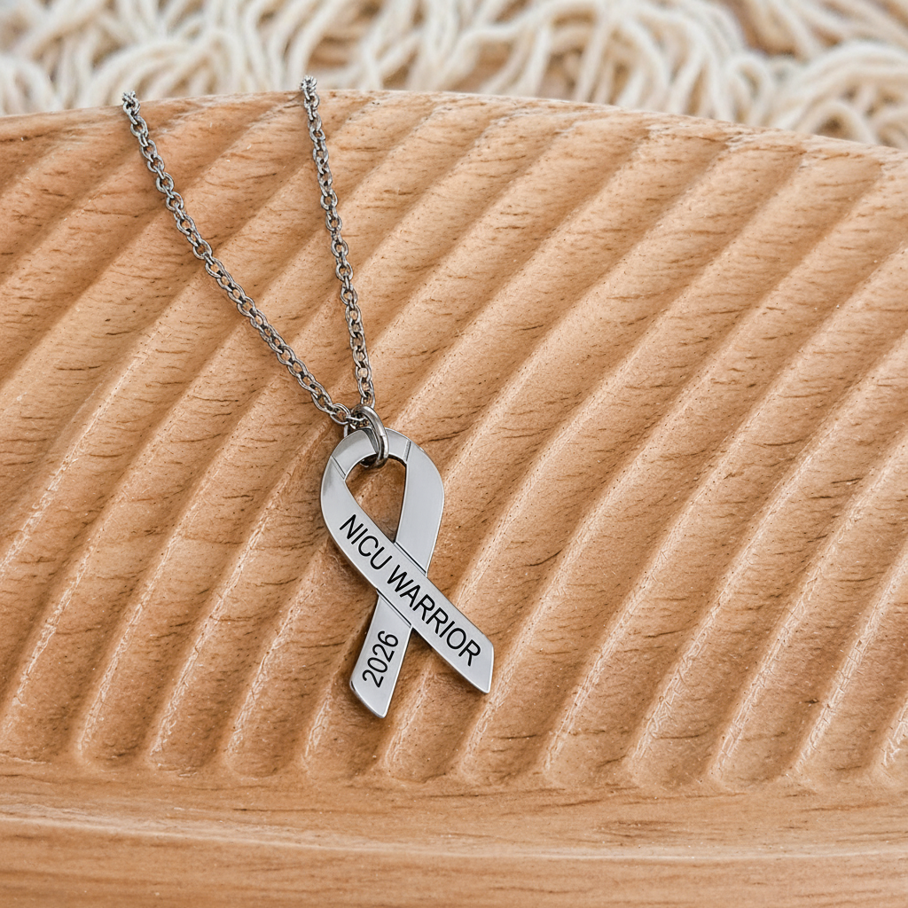 NICU Awareness Ribbon Necklace