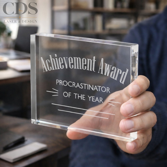 Procrastinator Achievement Award - Acrylic Award