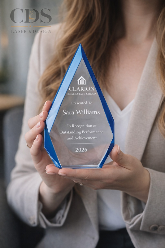 Premium Teardrop Award – Custom Engraved Corporate Recognition Gift - Premium Acrylic Award
