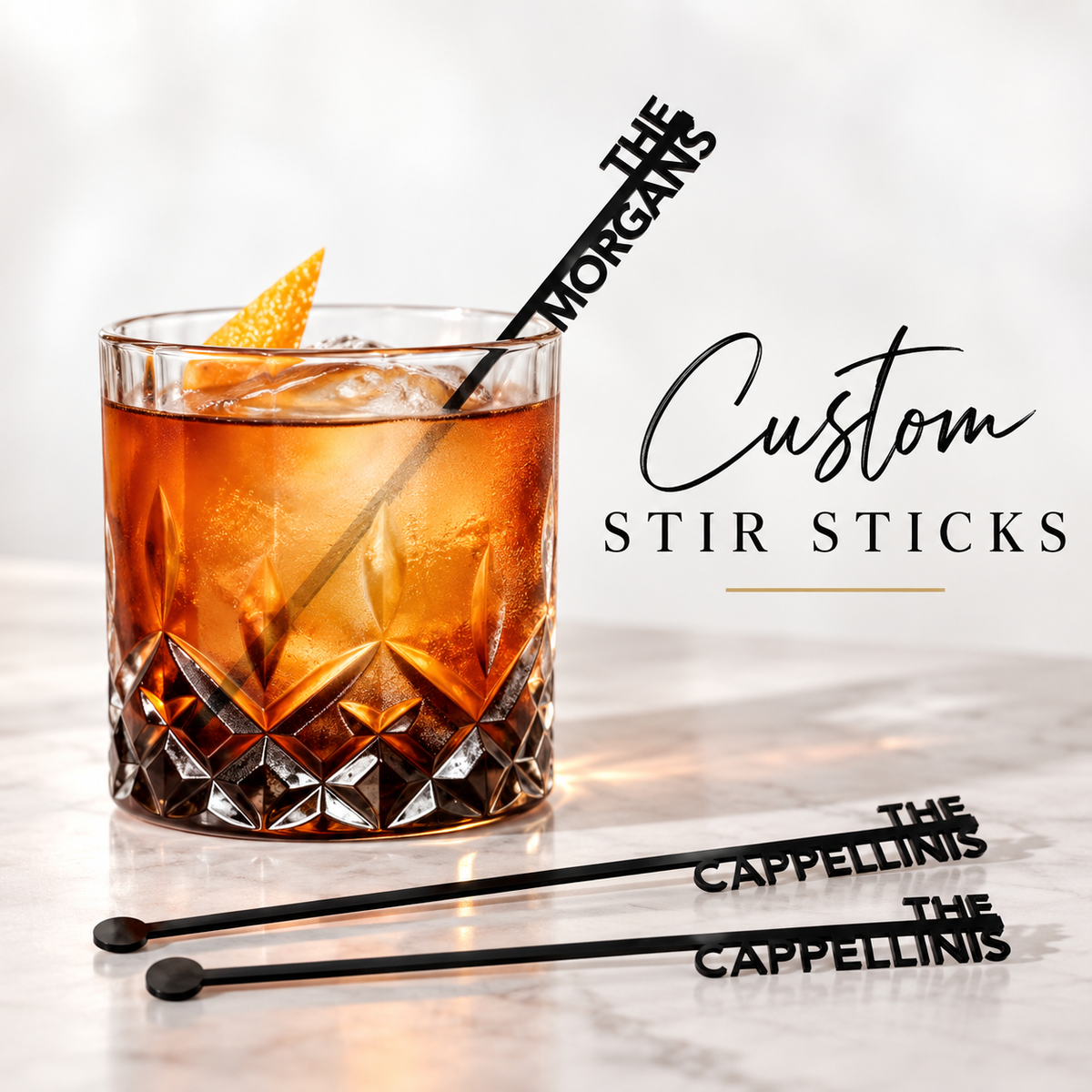 Custom personalized drink stir sticks - CDS Laser & Design