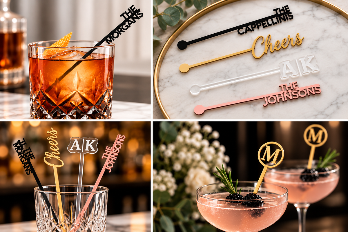 Custom personalized drink stir sticks - CDS Laser & Design