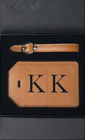 Engraved leatherette passport wallet and luggage tag set - CDS Laser & Design