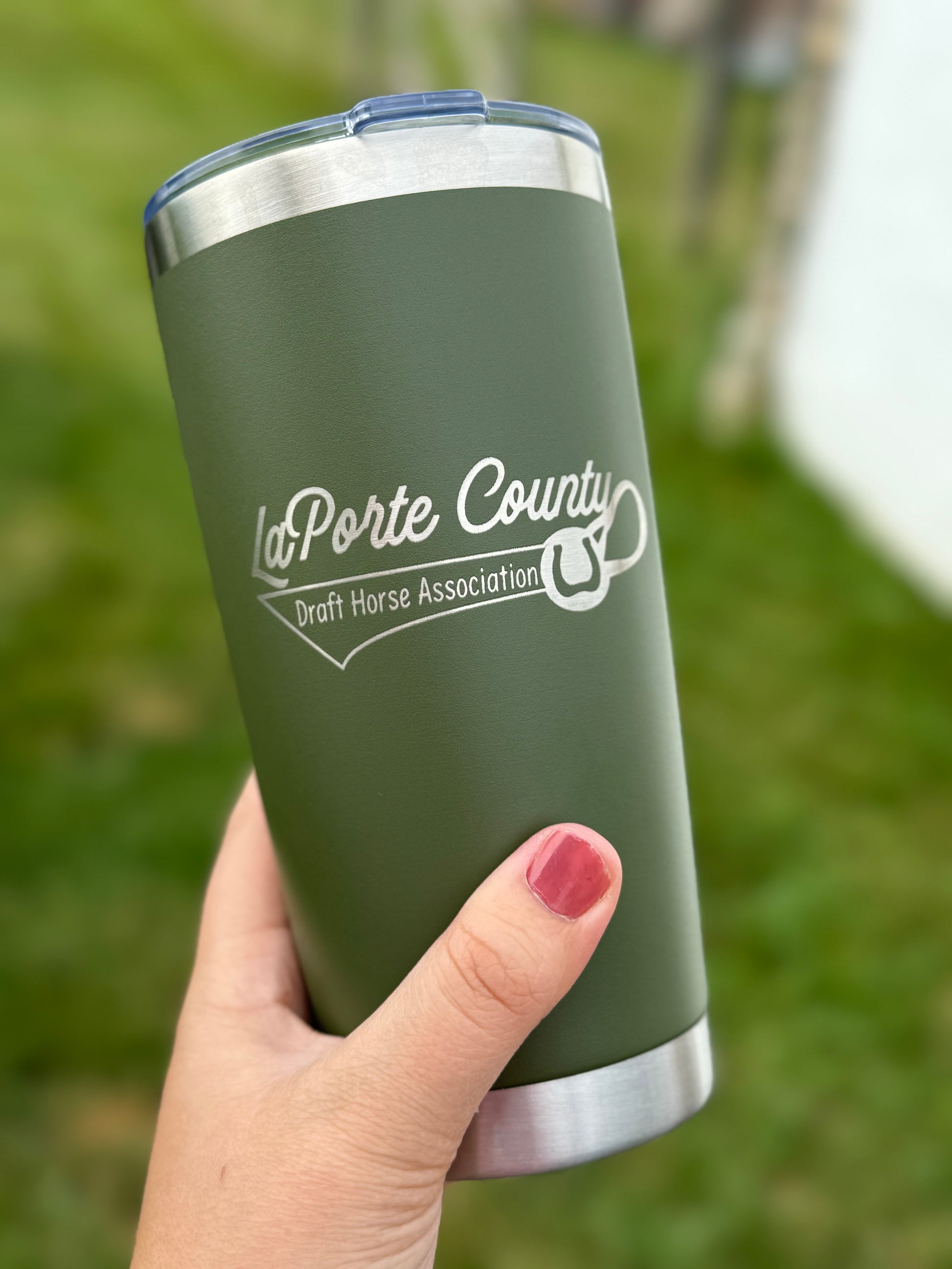 Laporte County Draft Horse Association Tumbler - Cattle Dog Studios Laser & Design