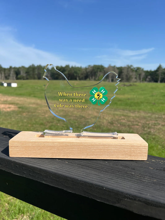 Chicken Poultry Acrylic Award | Custom 4-H Award | FFA Livestock Show Trophy
