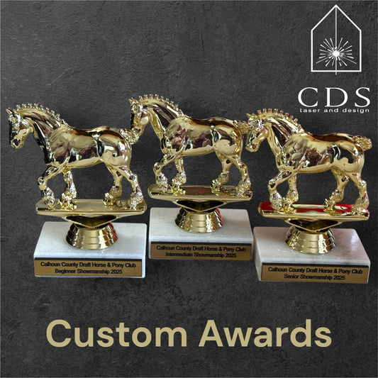 Custom 6" Draft Horse Award with Marble Base - CDS Laser & Design