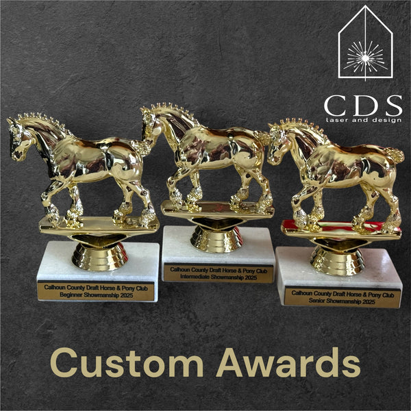 Custom 6" Draft Horse Award with Marble Base - CDS Laser & Design