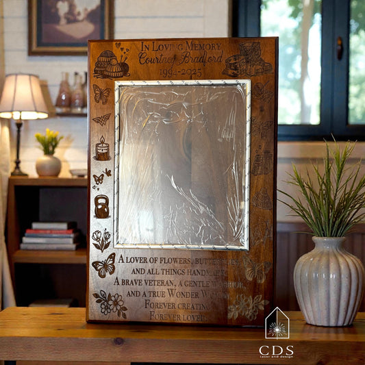 Fully Custom Engraved Memorial Plaque with Photo Insert Space