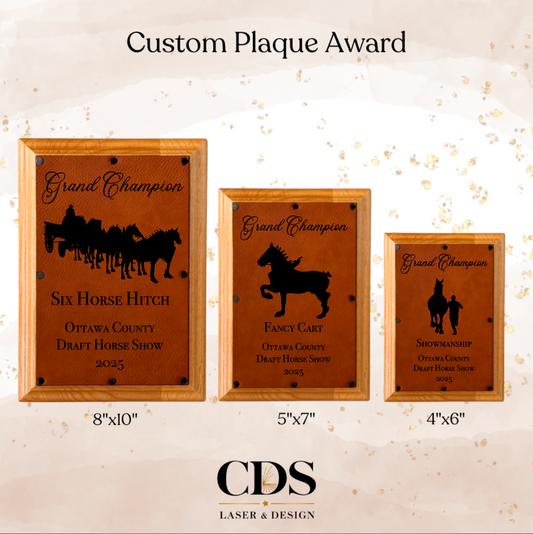 Custom Draft Horse Show Plaque – Personalized Horse Show Trophy - CDS Laser & Design