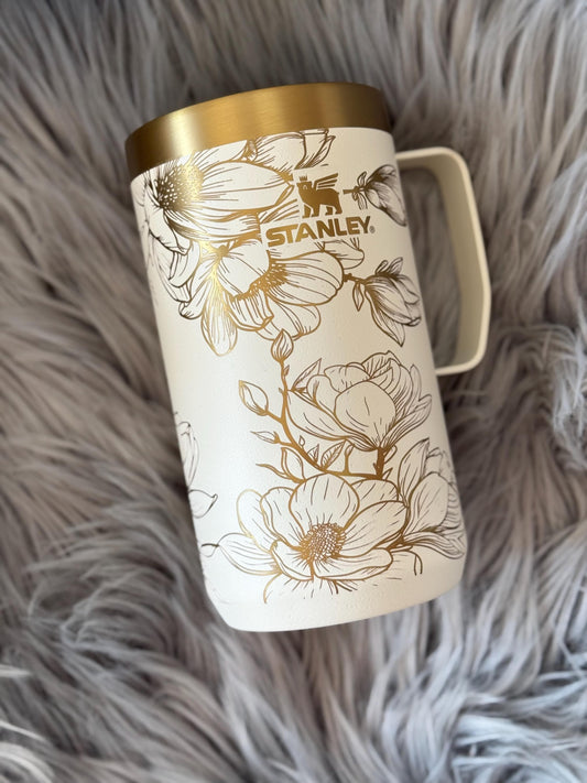 Magnolia Engraved Stanley 24oz Camp Mug - Cattle Dog Studios Laser & Design