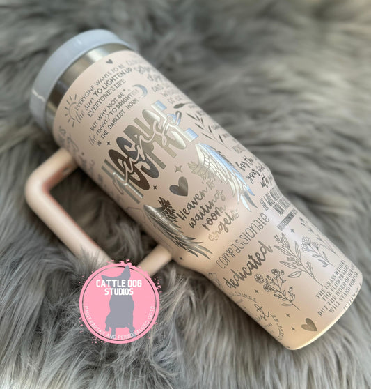 Hospice Nurse 40oz Tumbler | Hospice | Nursing | Faith | In Gods Hands | IPU RN | Heavens Waiting Room Angels - Cattle Dog Studios Laser & Design