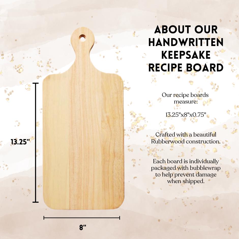 Handwritten Recipe Board with Your Family Recipe | Engraved Recipe Board | Custom Cutting Board - Cattle Dog Studios Laser & Design