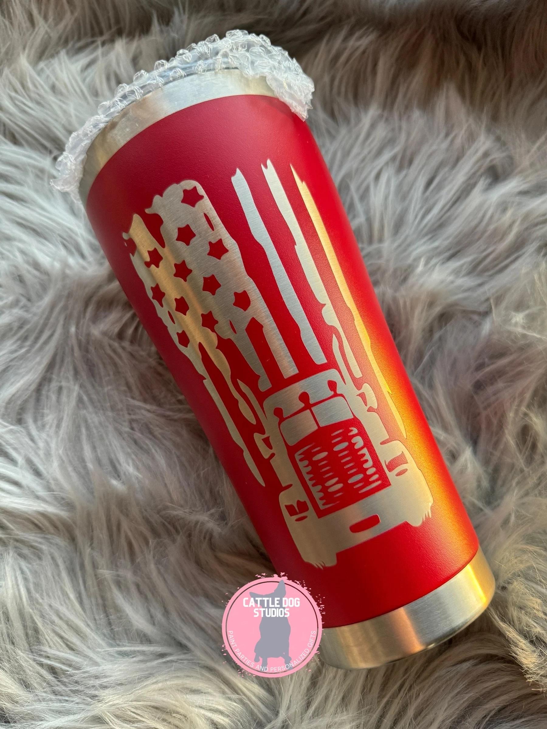 Truck Driver Engraved Tumbler | Trucker | Semi | Semi Driver | Over the Road Driver | Engraved Tumbler - Cattle Dog Studios Laser & Design