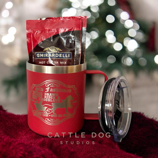Hot Chocolate Mug | Old Fashioned | Sleigh Rides | | Winter | Christmas | Insulated Mug | Tumbler | Engraved Mug - Cattle Dog Studios Laser & Design