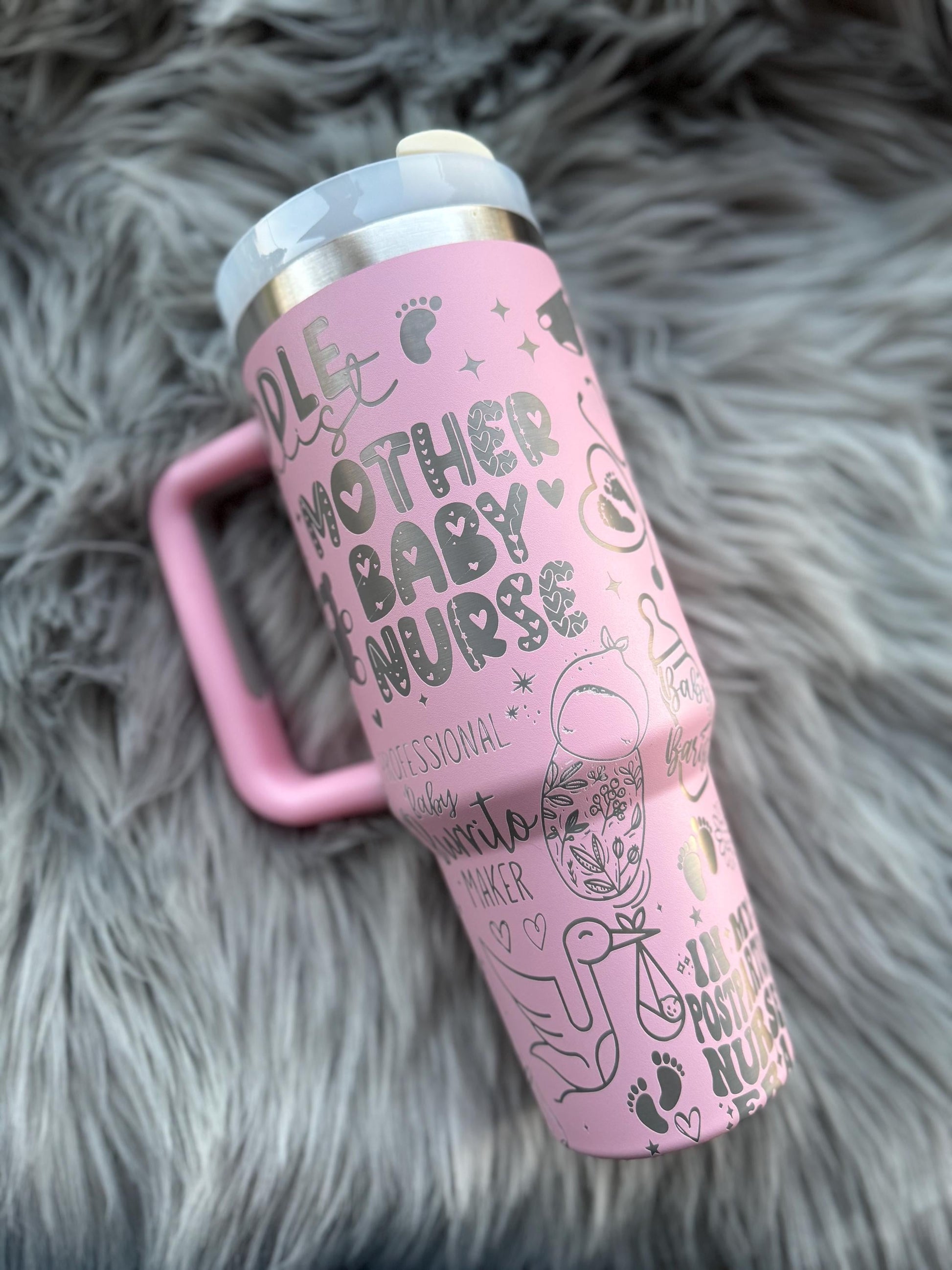 Mother Baby Nurse | Post Partum Nurse | Engraved Tumbler - Cattle Dog Studios Laser & Design