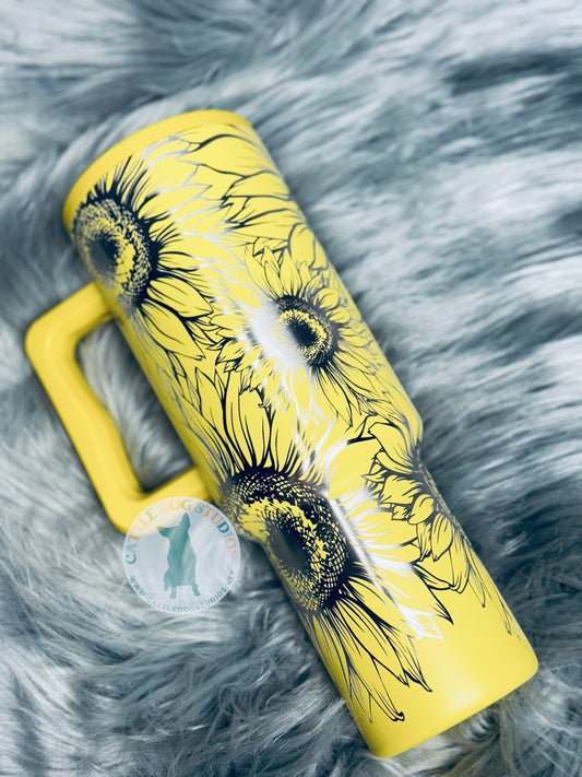 40oz Sunflower Tumbler in Yellow - Cattle Dog Studios