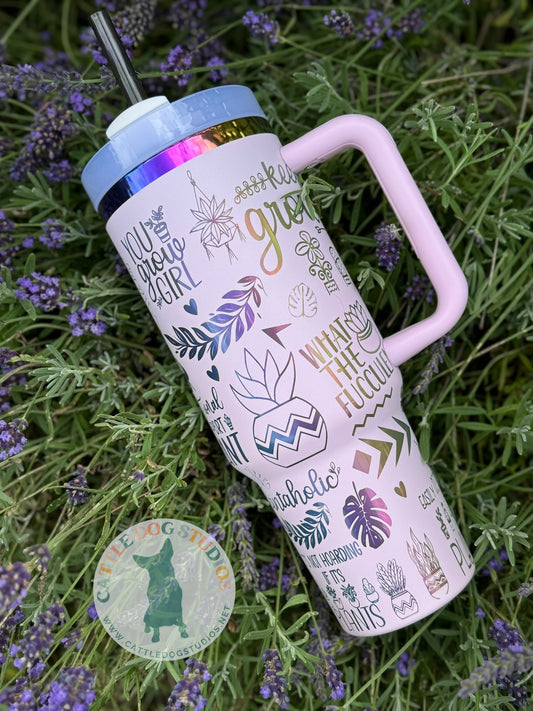 40oz Plant Mom Quencher Tumbler - Cattle Dog Studios Laser & Design