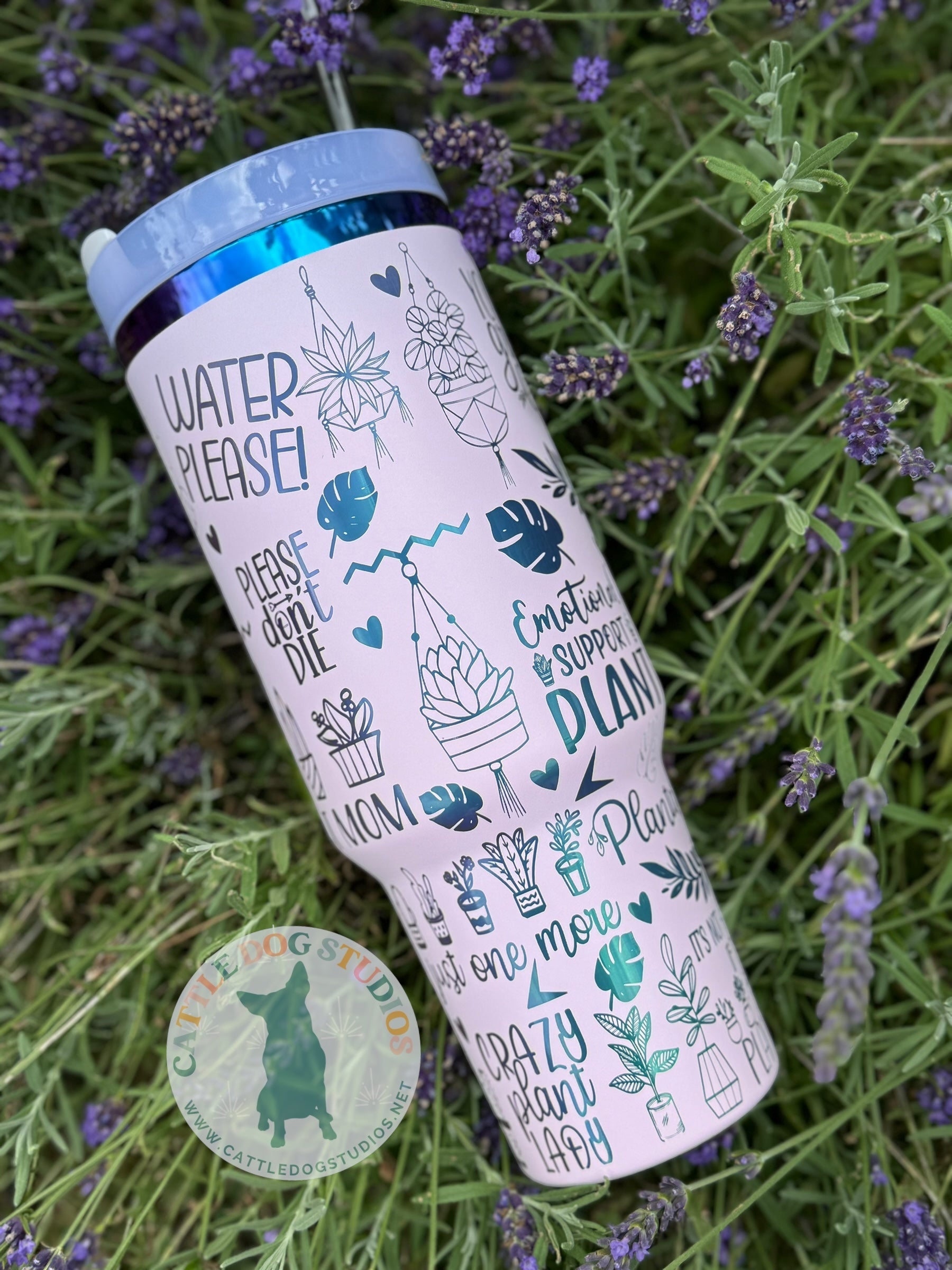 40oz Plant Mom Quencher Tumbler - Cattle Dog Studios Laser & Design