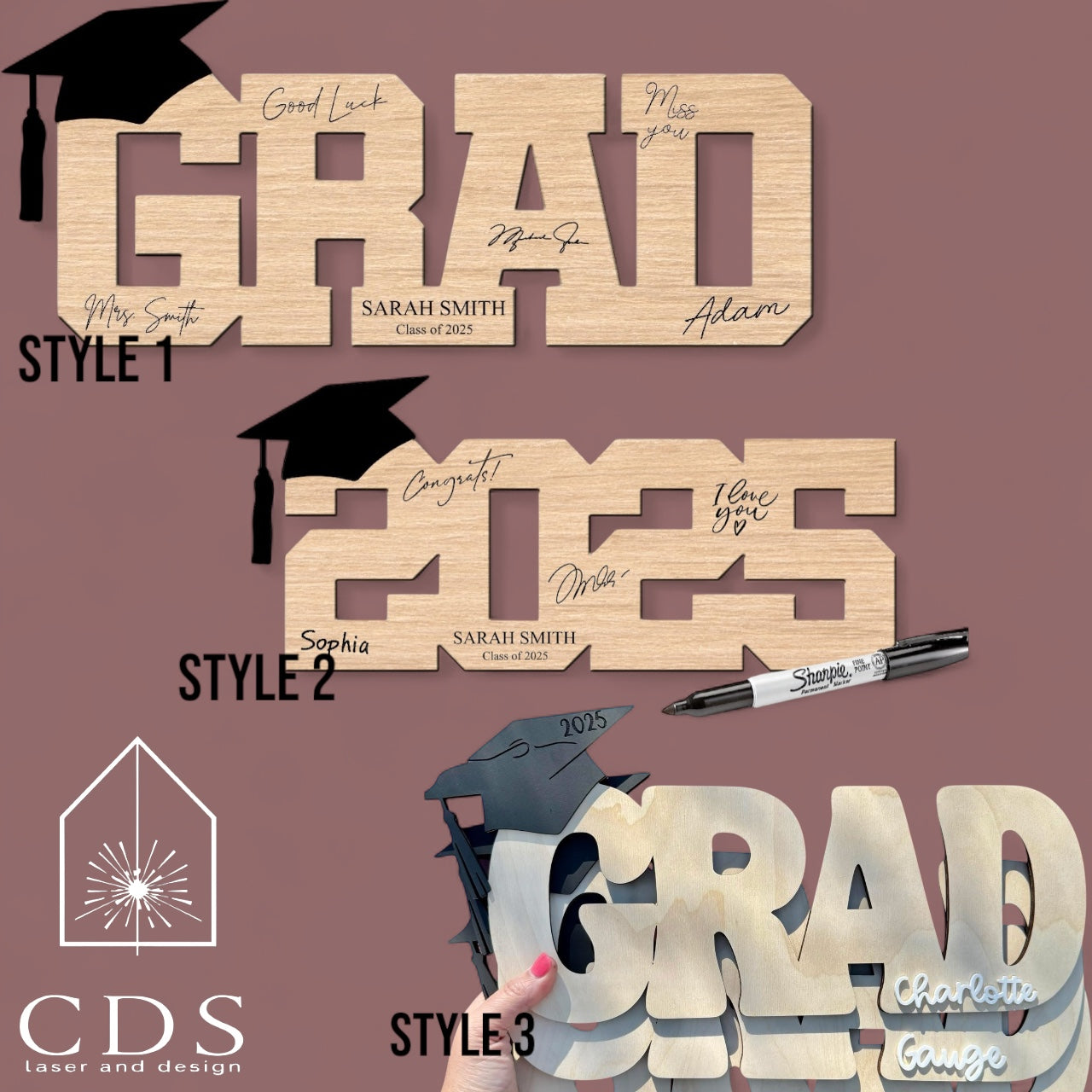 2025 GRAD Sign - Alternative Guestbook - Cattle Dog Studios Laser & Design