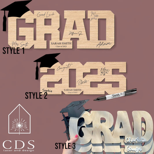 2025 GRAD Sign - Alternative Guestbook - Cattle Dog Studios Laser & Design