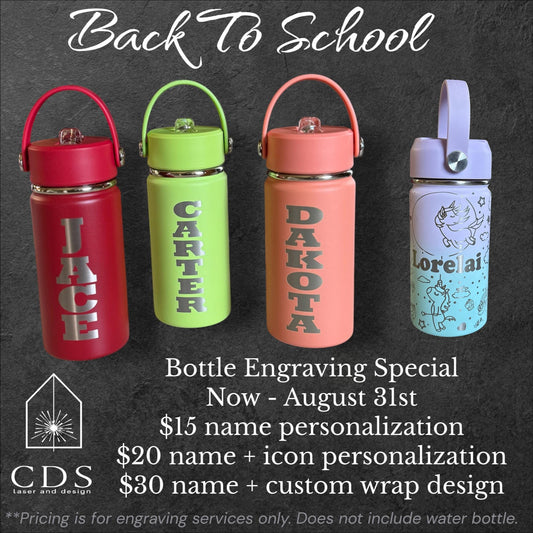 Custom Tumbler Engraving Service – Send-In Your Own Tumbler | Custom Water Bottle Engraving Services | Back to School | Tumbler Engraving - CDS Laser & Design