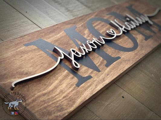 Mom/Dad Mother’s Day Father’s Day birthday gift customizes sign with names - Cattle Dog Studios